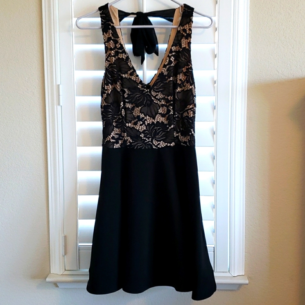 B Darlin Black Lace Fit and Flare Dress